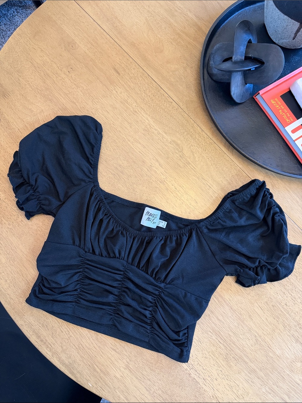 Princess Polly Puff-Sleeve Ruched Crop Top US 4